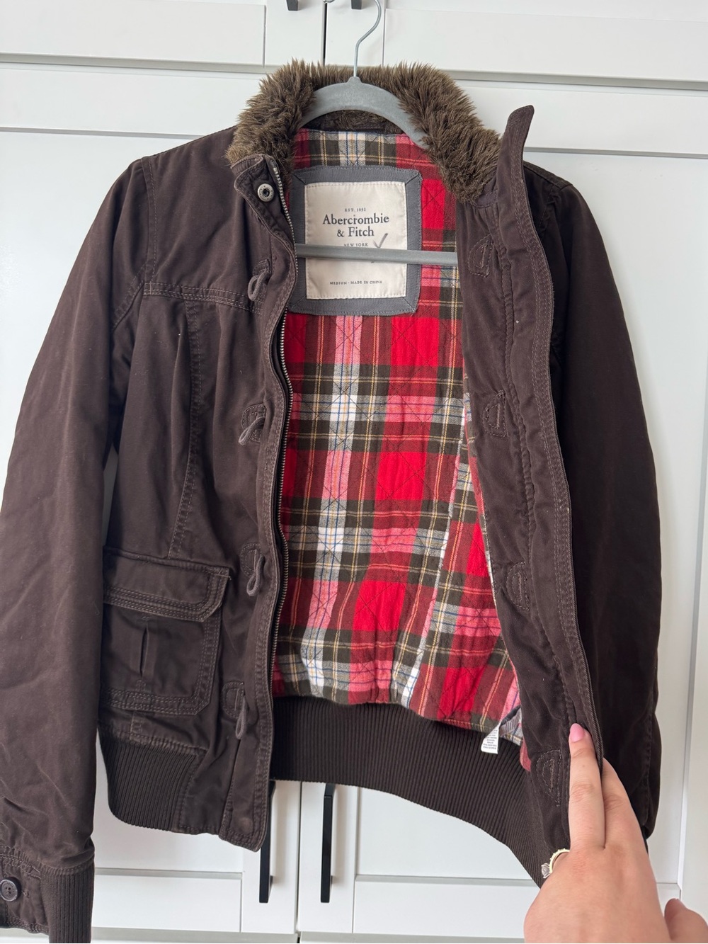 Y2K Abercrombie & Fitch Brown Jacket Fur - Picture 9 of 9